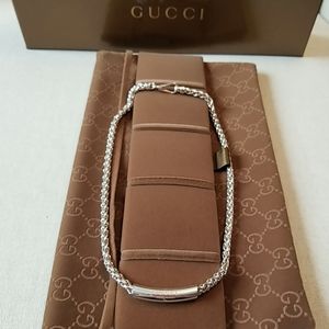 GUCCI Sterling Silver Wheat Chain Choker Necklace
